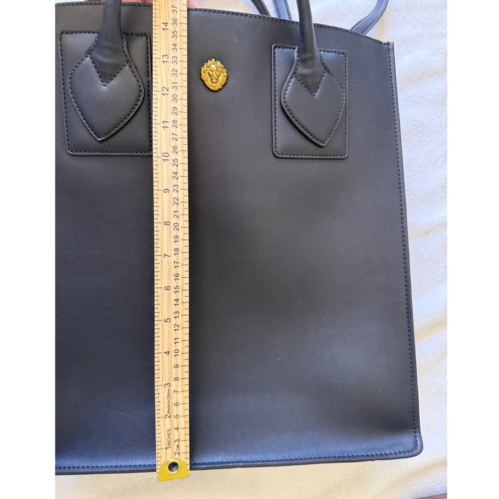 Anne Klein Vintage City Chic Black Lion Head Tote Shoulder Bag Logo